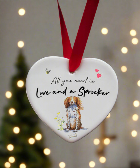 Love and a Sprocker Ceramic Heart
